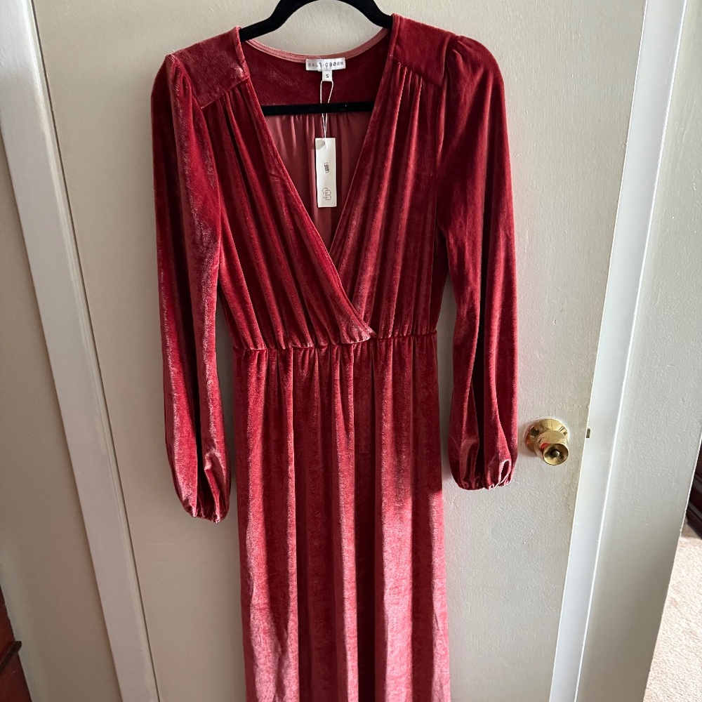 NWT Small Baltic Born Sadie Berry Velvet Maxi Dress